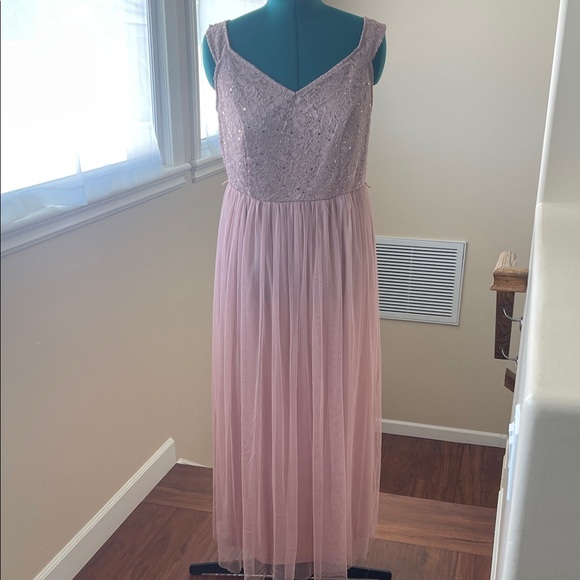 Sleeveless Sequin Lace Maxi Dress in Dusty Rose 16/18 XL - Picture 6 of 13